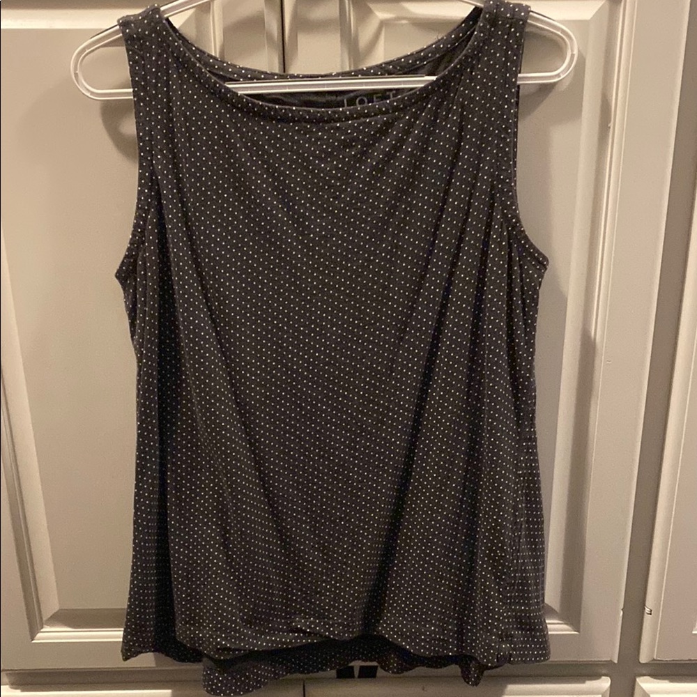 LOFT Women's grey and White Dotted Tank Top